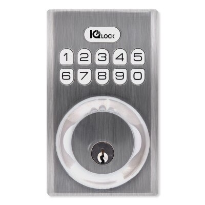 Qolsys IQ Lock-PG Push Button Deadbolt, Satin Nickel